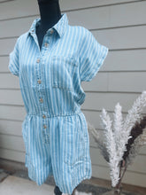 Load image into Gallery viewer, Stripe Denim Romper
