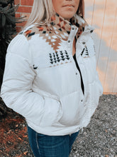 Load image into Gallery viewer, Cream Aztec Puffer Jacket
