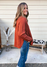 Load image into Gallery viewer, Buffalo Button Knit Top Rust
