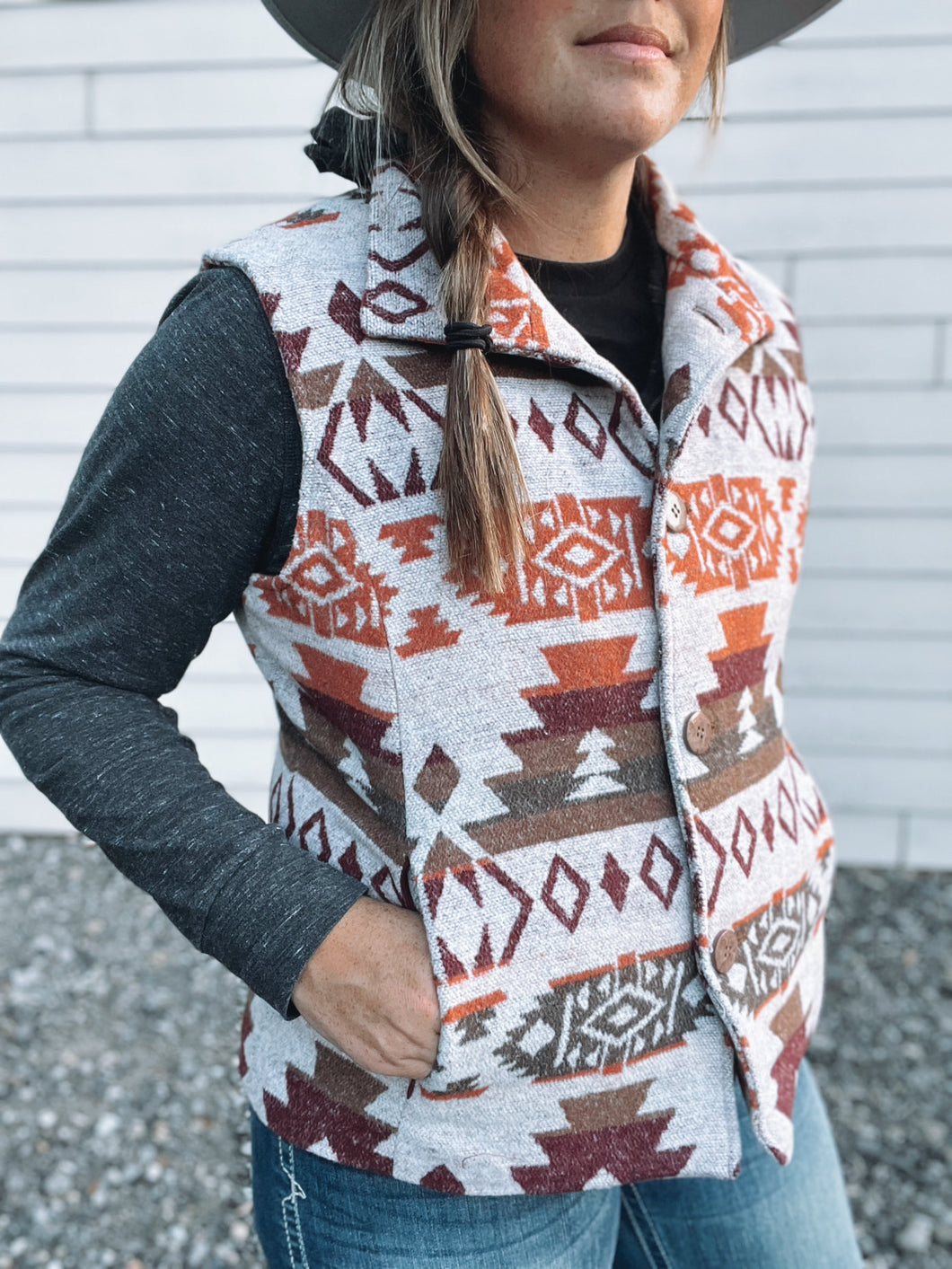 Aztec Button Vest