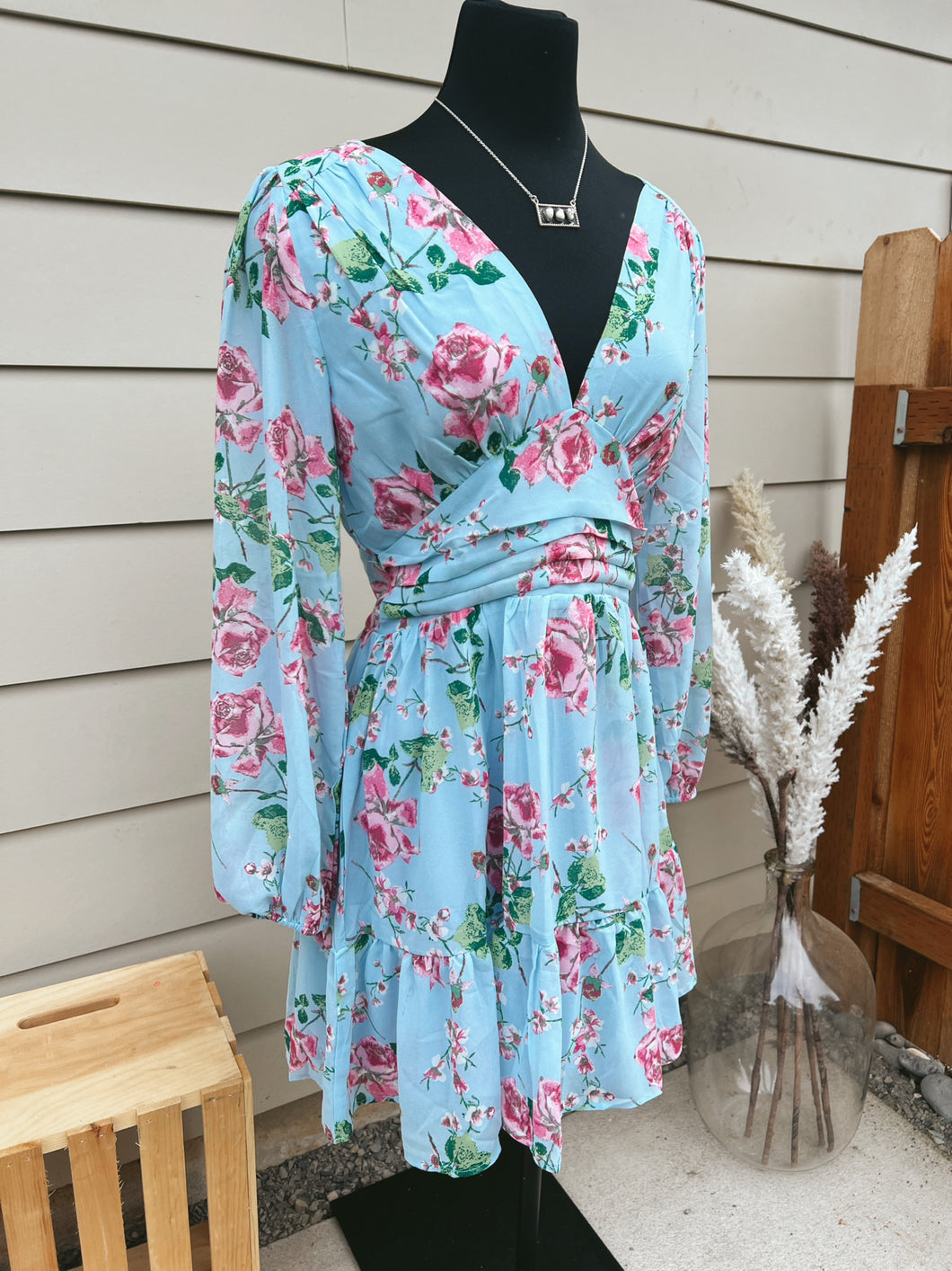 V Neck Floral Print Dress