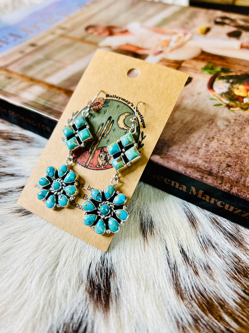 Turquoise Flower Drop Earrings