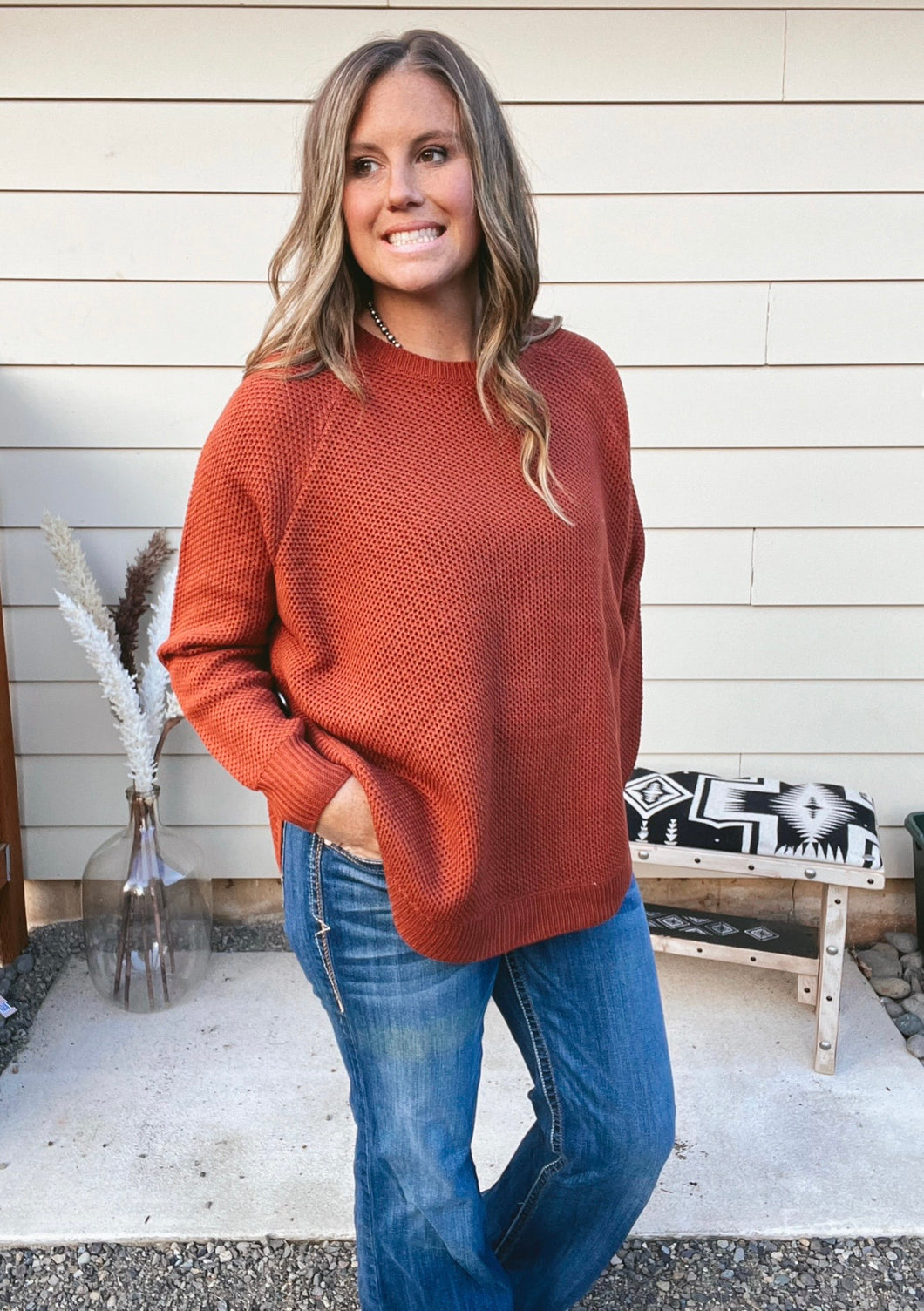 Buffalo Button Knit Top Rust