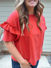 Load image into Gallery viewer, Red Ruffle Sleeve Top
