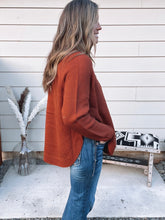 Load image into Gallery viewer, Buffalo Button Knit Top Rust
