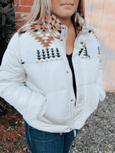 Load image into Gallery viewer, Cream Aztec Puffer Jacket

