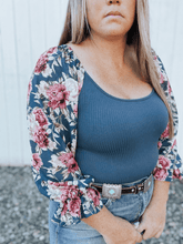 Load image into Gallery viewer, Blue Floral Bodysuit
